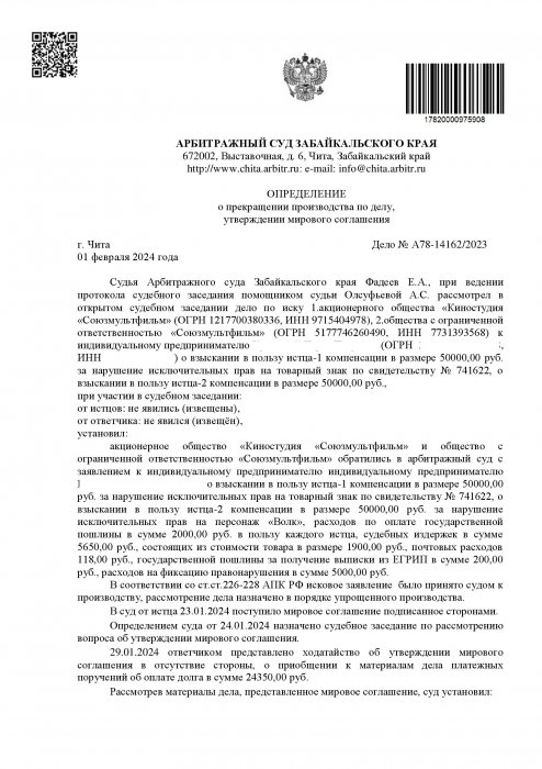 Изображение Нарушение исключительных прав на персонаж «Волк» Картинка Нарушение исключительных прав на персонаж «Волк»
