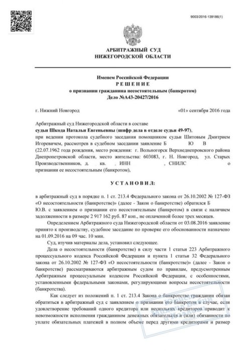 Изображение Освободили заемщика от кредитов и долгов через суд Картинка Освободили заемщика от кредитов и долгов через суд